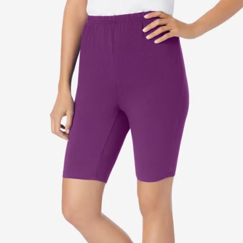 Woman Within Women's Plus Size 2X 26-28 Stretch Cotton Bike Short Plum Purple